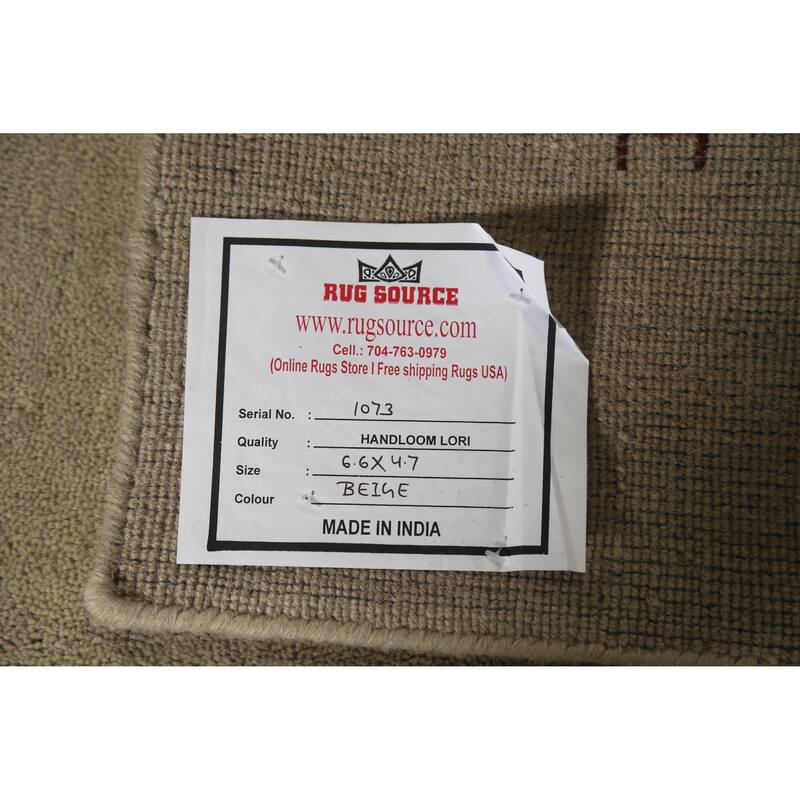 Hand Knotted Oriental 100% Wool Carpet Tribal Animal Pictorial Beige & Ivories Gabbeh Area Rug - 6' 6'' X 4' 7''