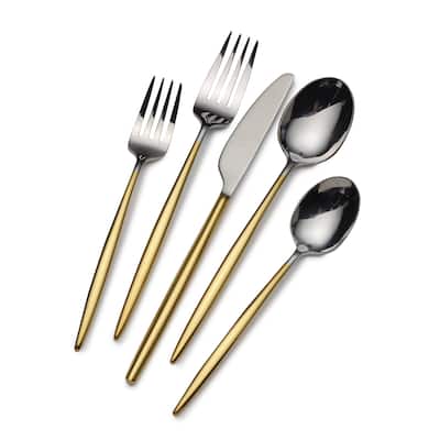 Hari Gold , 20pc 18/10 Stainless Steel Flatware Set - 8' x 10'