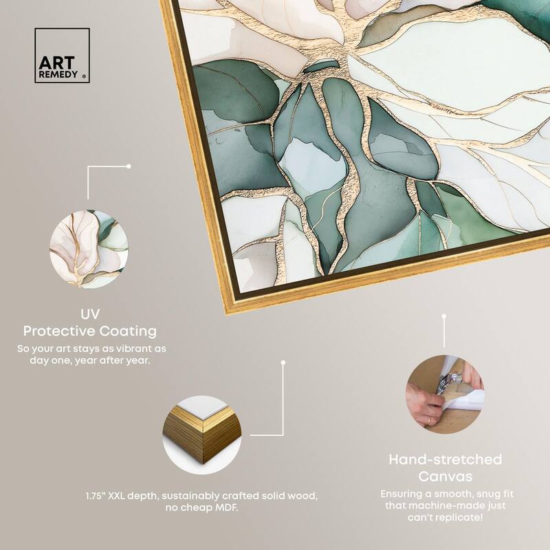 Pastel Leaves with Gold II Canvas by Art Remedy