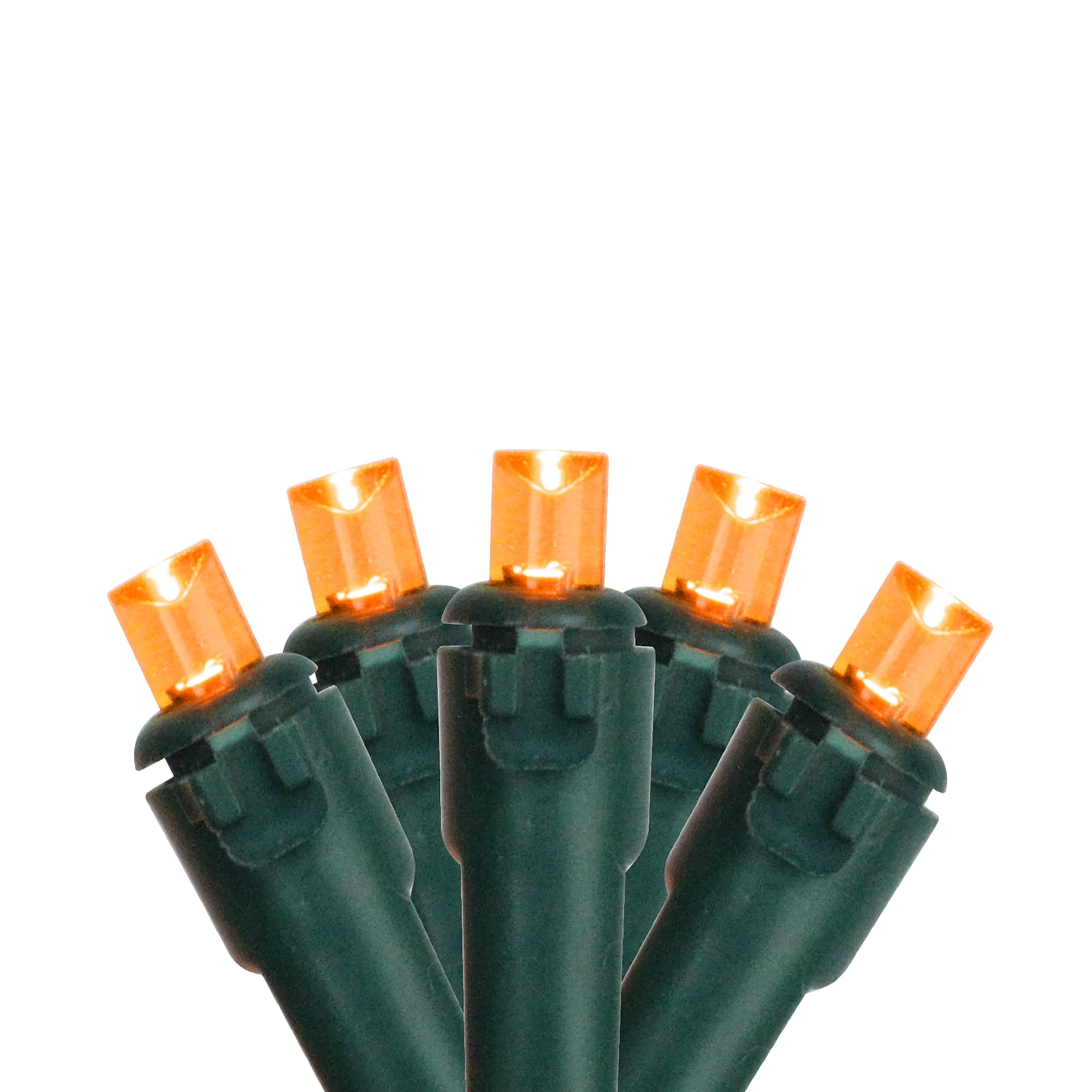 LED Wide Angle Christmas Lights - Orange - 16.25' Green Wire - 50ct