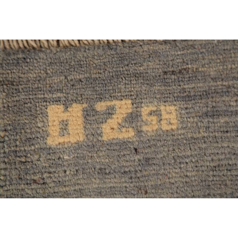 Beige & Gray Gabbeh Modern Rug Handmade Solid Wool Carpet - 2'9" x 4'1"