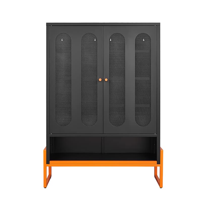 5.9"H Foot Double-Sided Door Shoe Cabinet With Movable Double-Layer Partitions And Hollow Base Moisture-Proof And Seismic Design