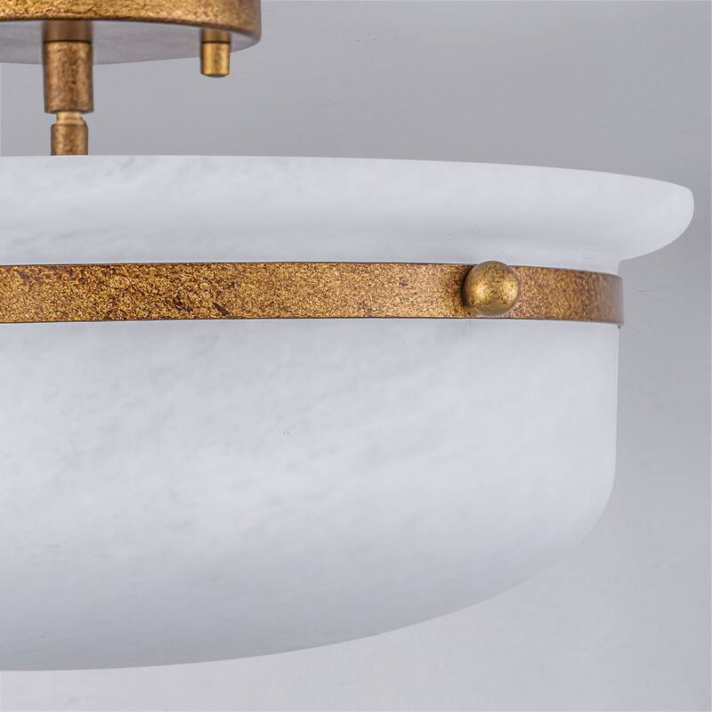 15'' W 3-Light Frosted Opal Glass Semi Flush Mount