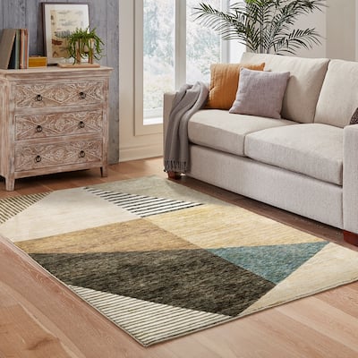 Style Haven Stephan Modern Art-deco Inspired Yellow/Gold Area Rug