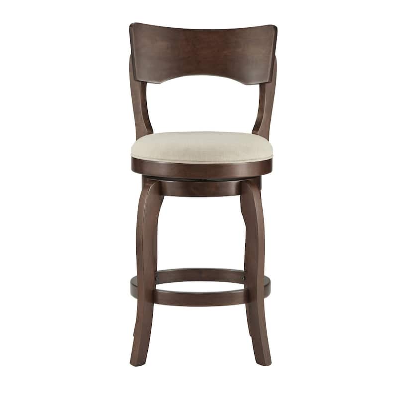 Verona Swivel 24-inch Counter Height Stool by iNSPIRE Q Classic - Cherry-Beige Linen -Curved