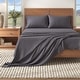 preview thumbnail 4 of 28, Linery & Co. Cotton Blend Double-Brushed Heathered Flannel Bed Sheet Set Heathered Acai Purple - King
