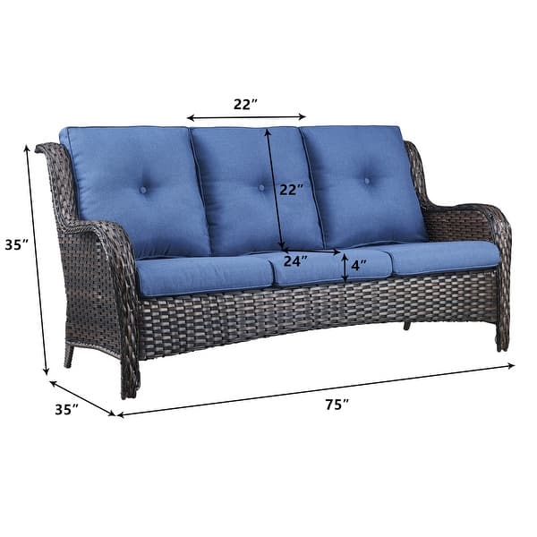 dimension image slide 1 of 5, Gymojoy Outdoor Wicker 3 Seater Sofa Furniture Outdoor Sofa