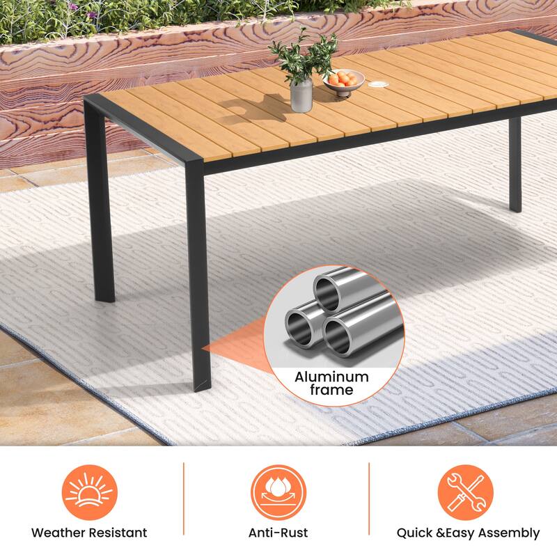 Pellebant Premium Outdoor Patio Aluminum Dining Table with Umbrella Hole