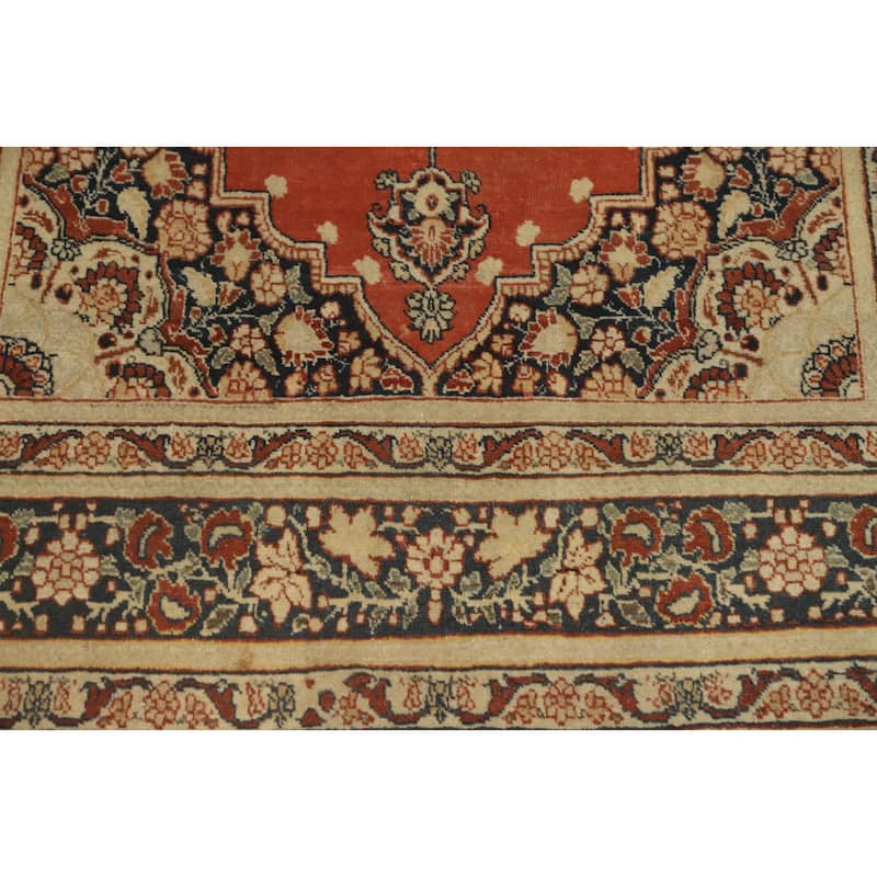 Hand Knotted Oriental 100% Wool Carpet Traditional Medallion Oranges & Rust Tabriz Area Rug - 5' 8'' X 3' 11''