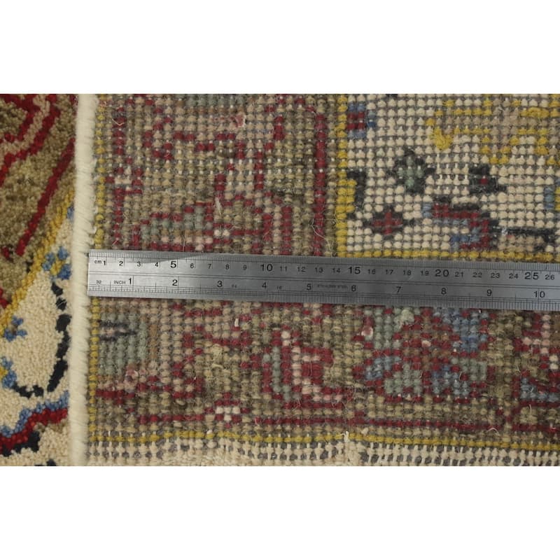 Hand-knotted Transitional Wool Carpet Beige Oushak Rug Floral Oriental Area Rug - 10' 0'' X 2' 7''