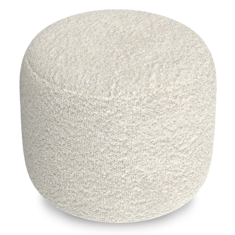 WYNDENHALL Lyanna 18 inch Wide Contemporary Pouf in White Boucle Fabric