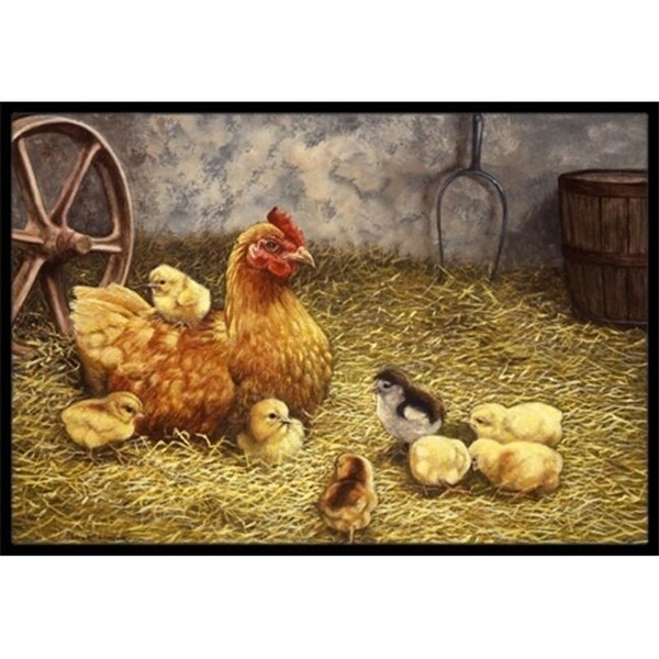 Carolines Treasures BDBA0176JMAT Chicken Hen & Her Chicks Indoor or Outdoor Mat 24 x 36