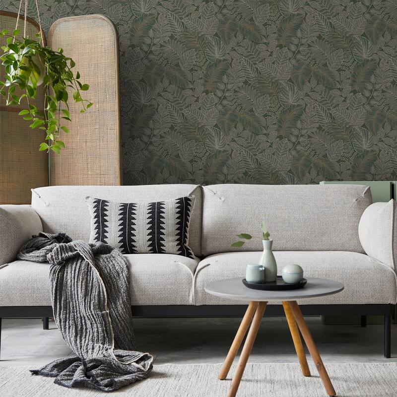 Scattered Leaves Forest Green