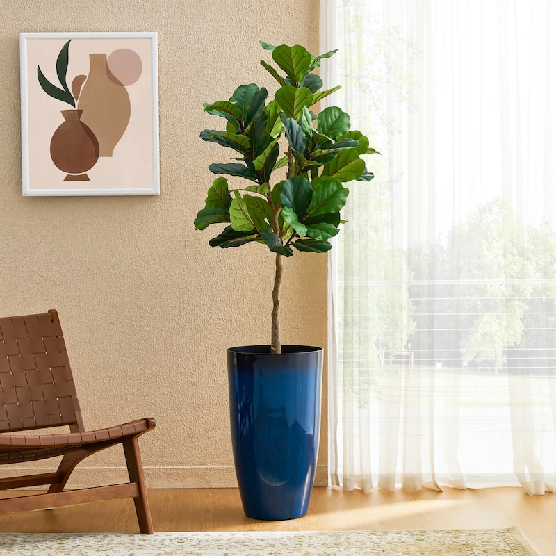 Glitzhome 23.5"H Set of 2 Oversized Gradient Blue/Green Tall Plastic Planter