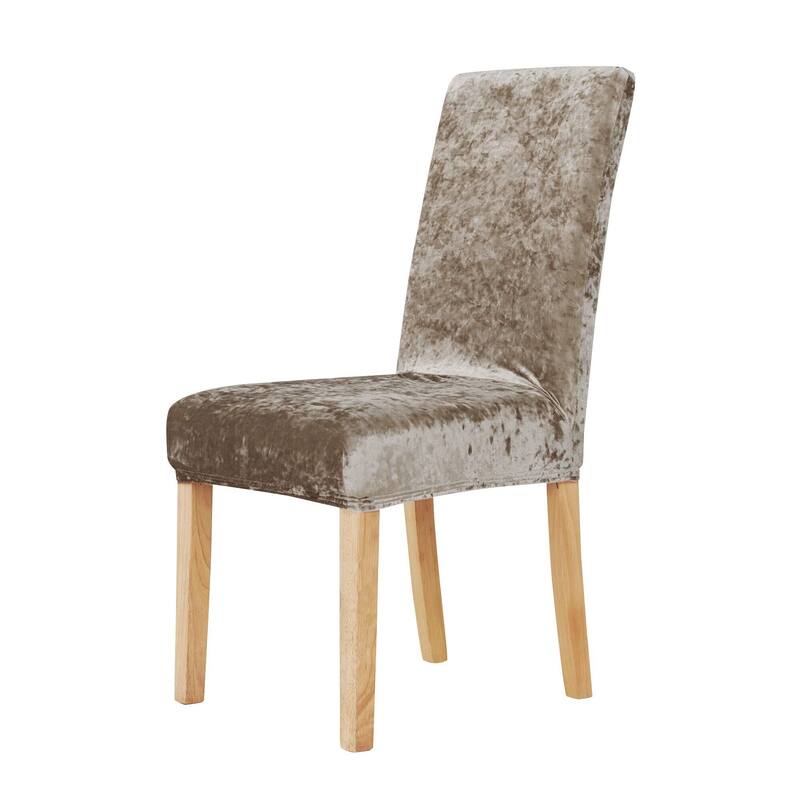 Deconovo Velvet Stretch Polyester Chair Slipcovers, Set of 6 - Khaki