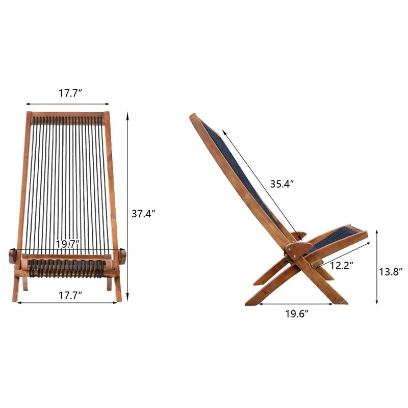 Outdoor Foldable Patio Roping Art Wooden Chair