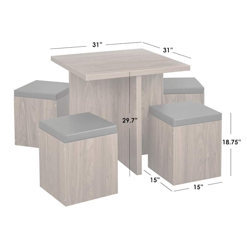 Simple Living Baxter 5-piece Table with Storage Ottoman Dining Set