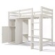 preview thumbnail 11 of 18, White Twin Loft Bed with Wardrobe & Ladder for Kids