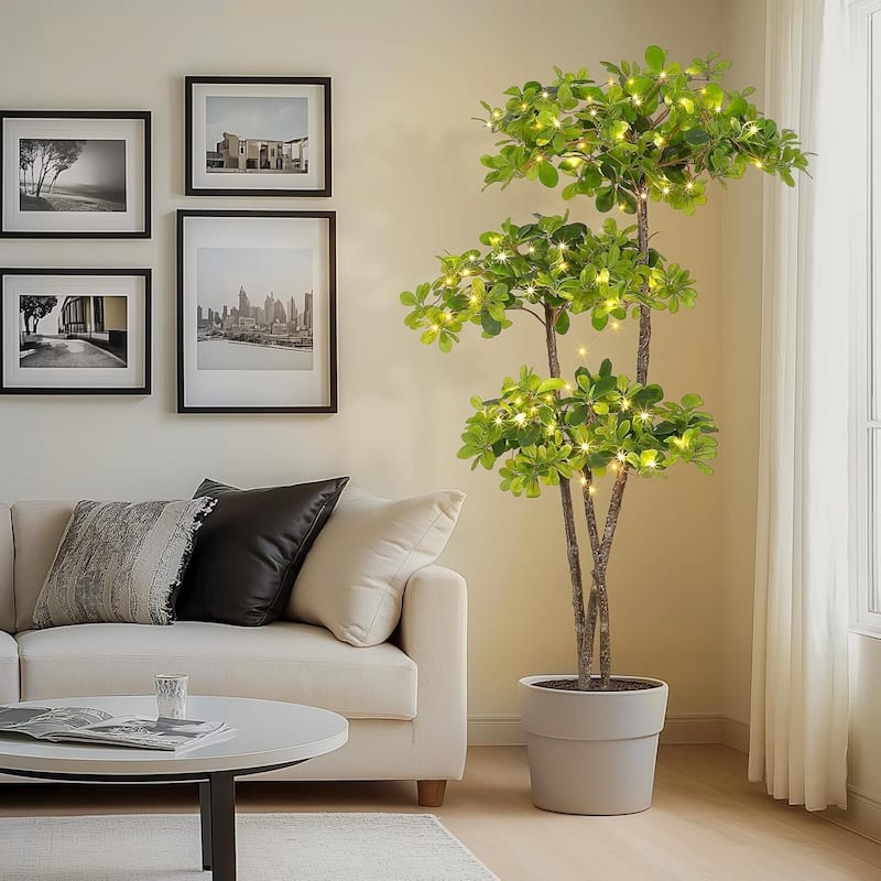 Artificial Olive Tree Plants with LED Lights in Plastic Pot