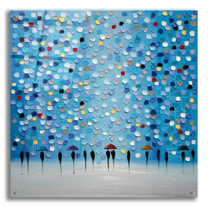 Epic Art 'Colorful City Umbrellas' by Ekaterina Ermilkina Acrylic Glass Wall Art - 36x36