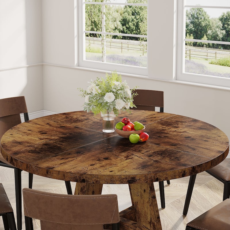 47-inch Wood Round Kitchen Dining Table for Dining Living Room