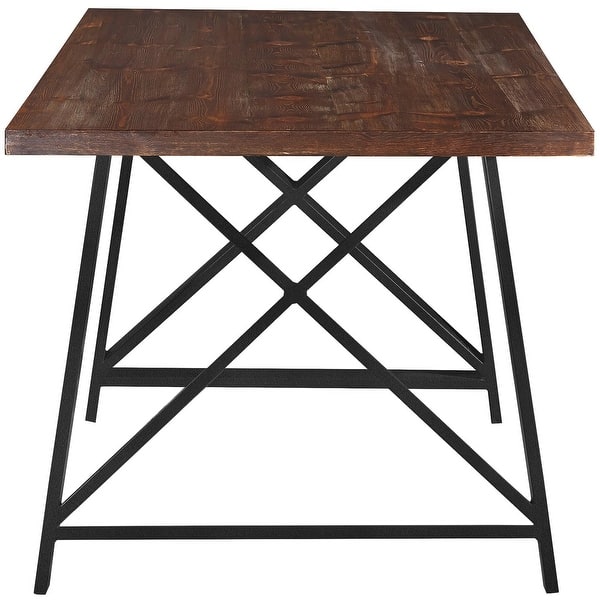 2xhome Dark Wood Industrial Mid Century Modern Steel Frame Metal Leg Dining Table Kitchen Home Commercial 71 Inches On Sale Overstock 15077349