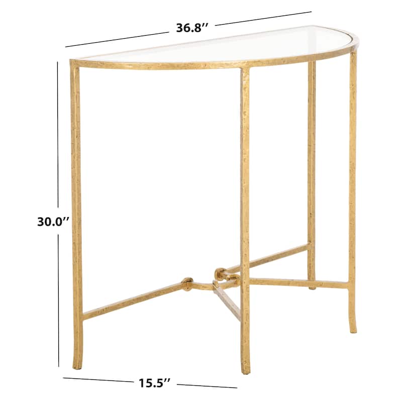 SAFAVIEH Couture Tauri Forged Metal Half Moon Console Table - 37"W x 16"D x 30"H