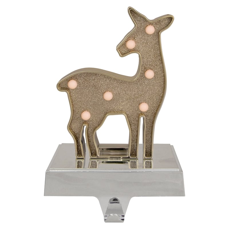 Gold LED Lighted Snowflake Christmas Stocking Holder 7.5"