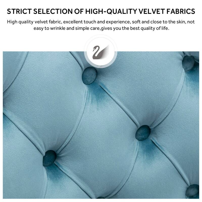 High-end Tufted Velvet Upholstered Nailhead Dining Chair Set of 6