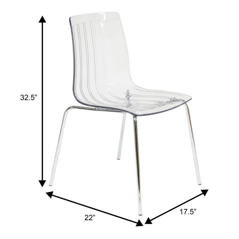 Ralph Modern Transparent Acrylic Plastic Dining Chair with Sturdy Metal Legs Accent Side Chair for Dining Room & Kitchen