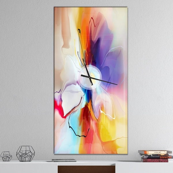 slide 2 of 13, Designart 'Creative Flower in Multiple Colors' Oversized Modern Wall CLock