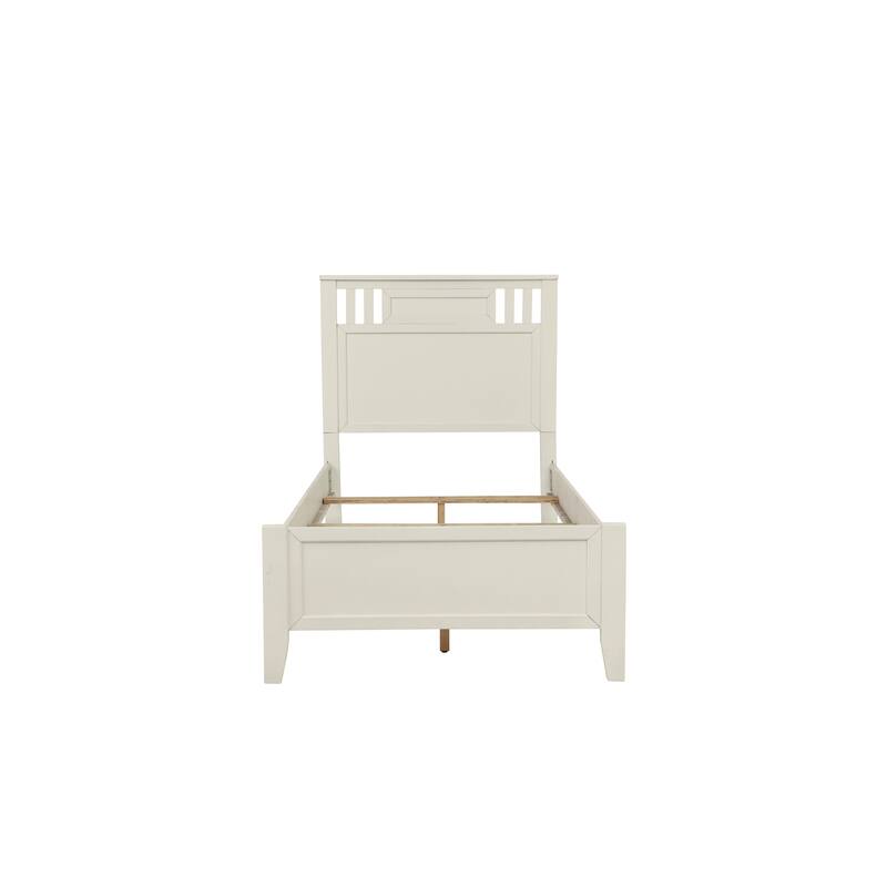 Full Size Bed with Unique Design Headboard, White Finish, Contemporary Style