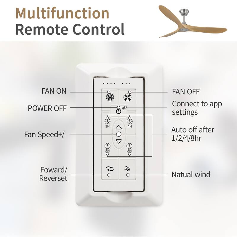 Sofucor 60 Inch Ceiling Fan No Light With Remote Control 3 Fan Blades Reversible DC Motor Timer Farmhouse