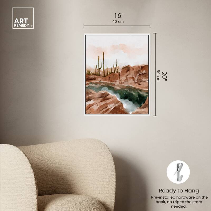 Art Remedy Hot Springs In June Framed Landscape 1 Piece Canvas Wall Art Watercolor Style