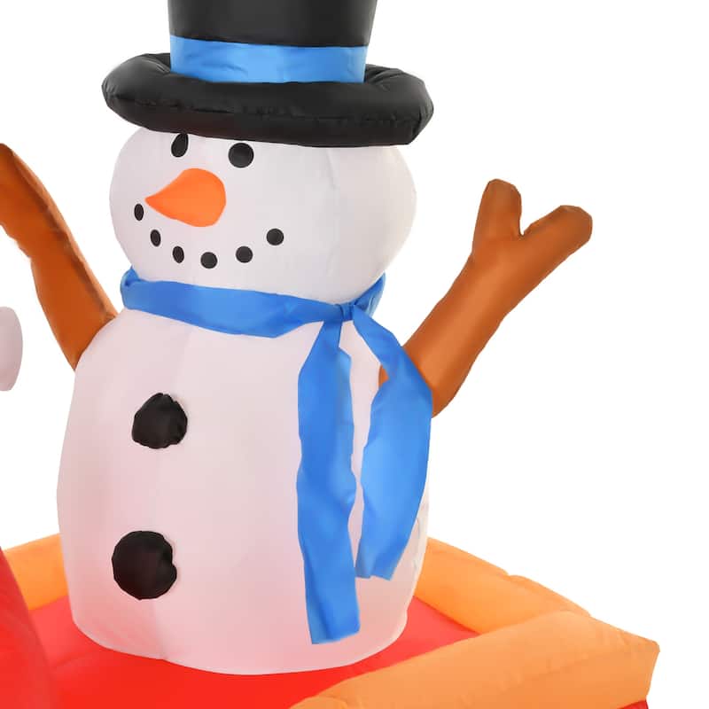 HOMCOM 4.2 ft. Inflatable Santa and Reindeer Decoration, Inflatable Snowman Christmas Decoration - 78.75"L x 31.5"W x 50.5"H