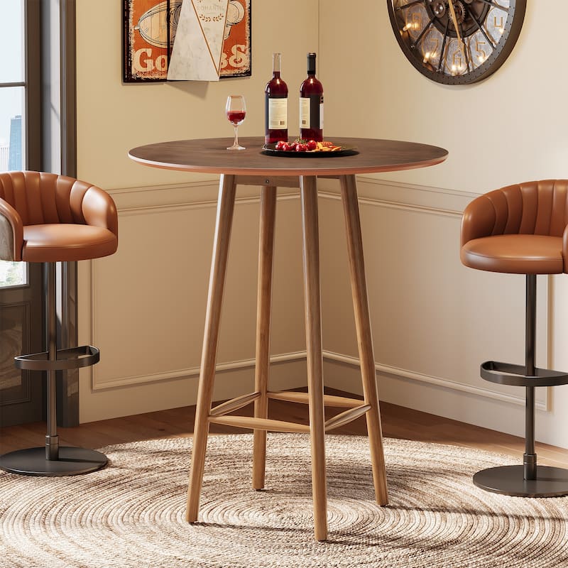 Solid Wood Round Bar Table with Sturdy Frame