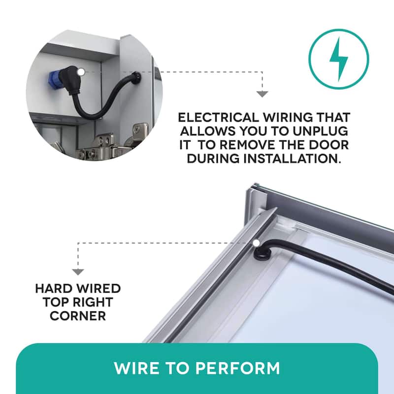 Mirrored Aluminum Bathroom Medicine Cabinet with LED lights