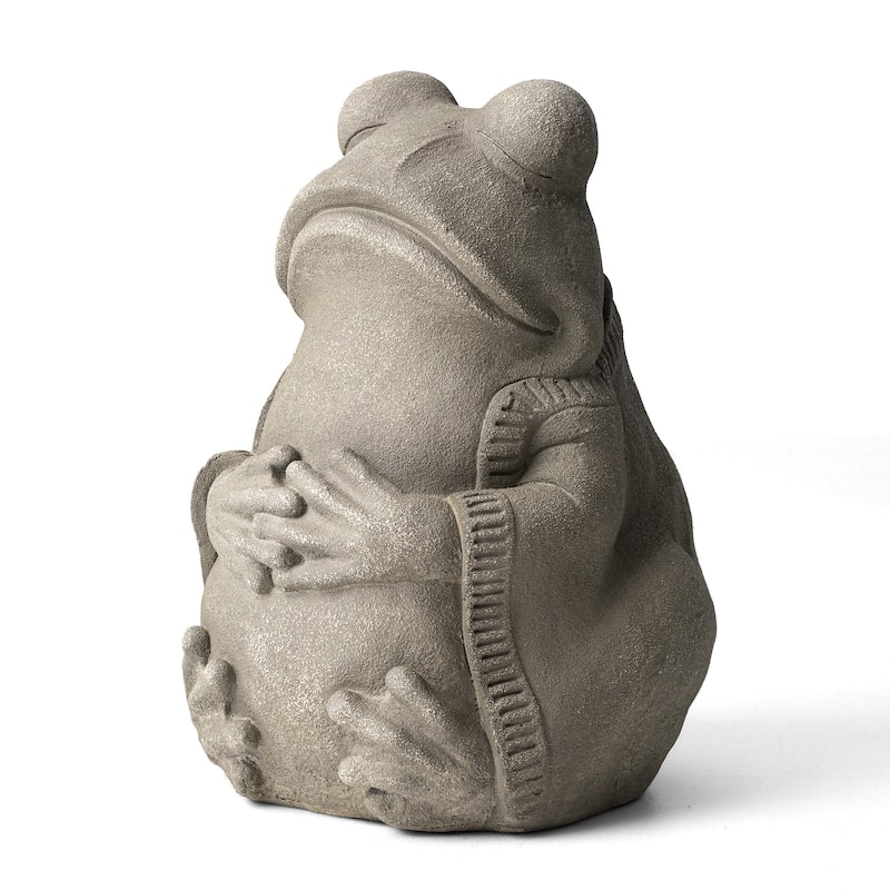 Glitzhome 16.75"H MGO Faux Concrete Zen-Style Frog Garden Statue Spring Gifts
