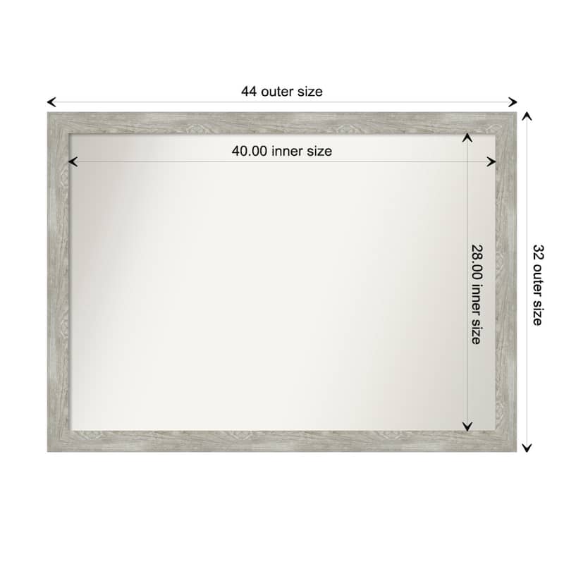 Dove Greywash Narrow Framed Non-Beveled Custom Wall Mirror, Bathroom Vanity Mirror - Outer Size: 43.5 x 31.5