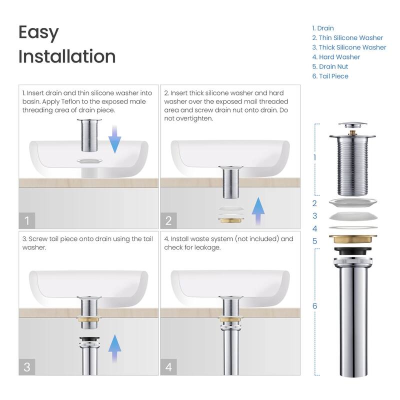 Pop Up Drain Stopper for Bathroom without Overflow