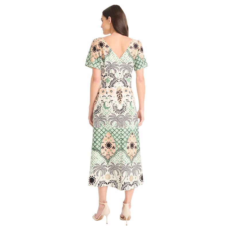party dress long sleeve midi Women's Style Essence Long Sleeve Midi Dress in Brown