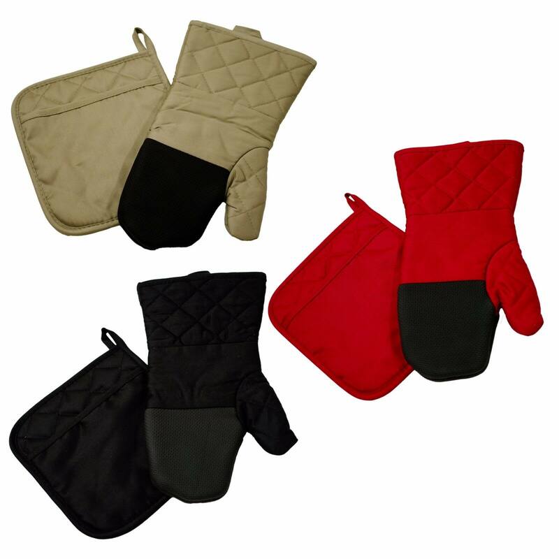 2 Piece Pot Holder & Oven Mitt Heat Resistant Insulation Glove Pad Kitchen Accessories Set