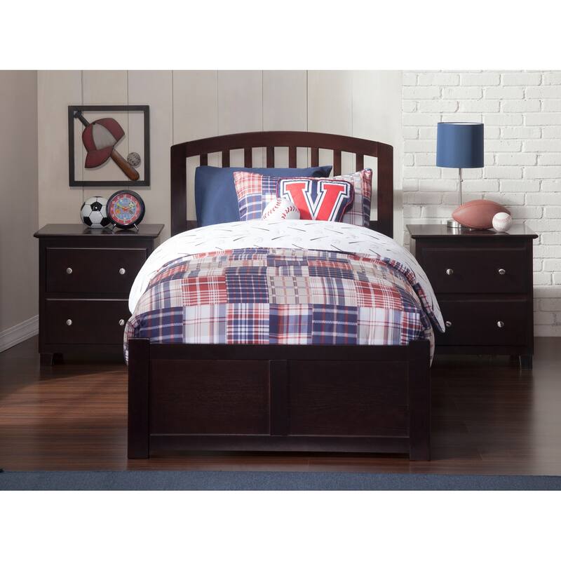 Richmond Twin XL Platform Bed with Footboard and 2 Drawers in Espresso