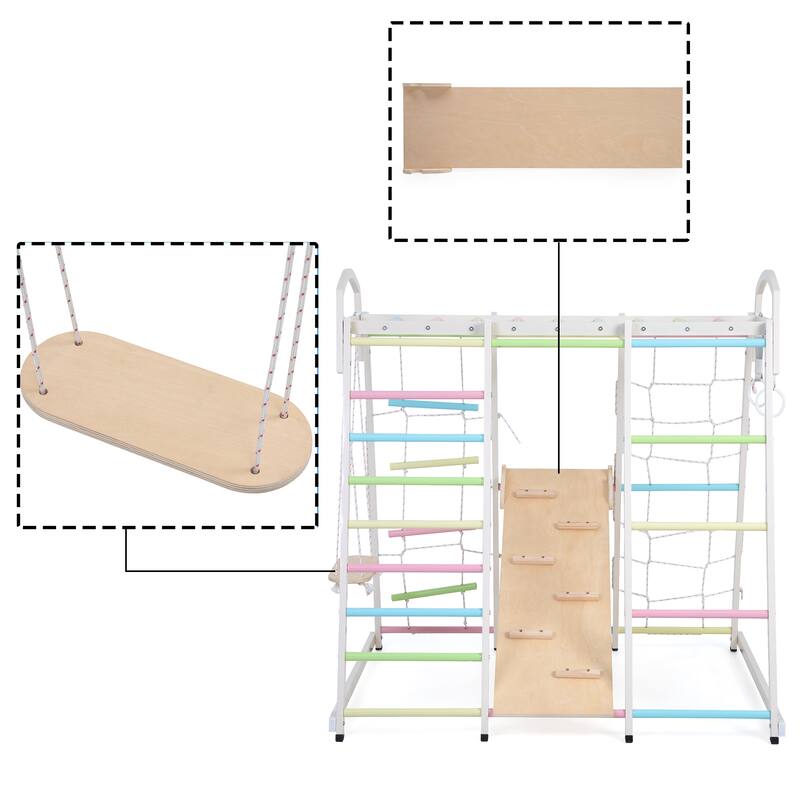 Colorful Multifunctional Steel and Wood Climbing Frame