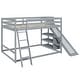 preview thumbnail 10 of 28, Full Over Full Bunk Bed with Ladder, Slide, and Shelves in Grey, Perfect for Maximizing Space and Ensuring Safety for Kids