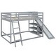 preview thumbnail 9 of 26, Full Over Full Bunk Bed with Slide & Ladder, Wood Floor Bunk Bed Frame w/Storage Shelves & Safety Guardrails for Kids Girls Boys