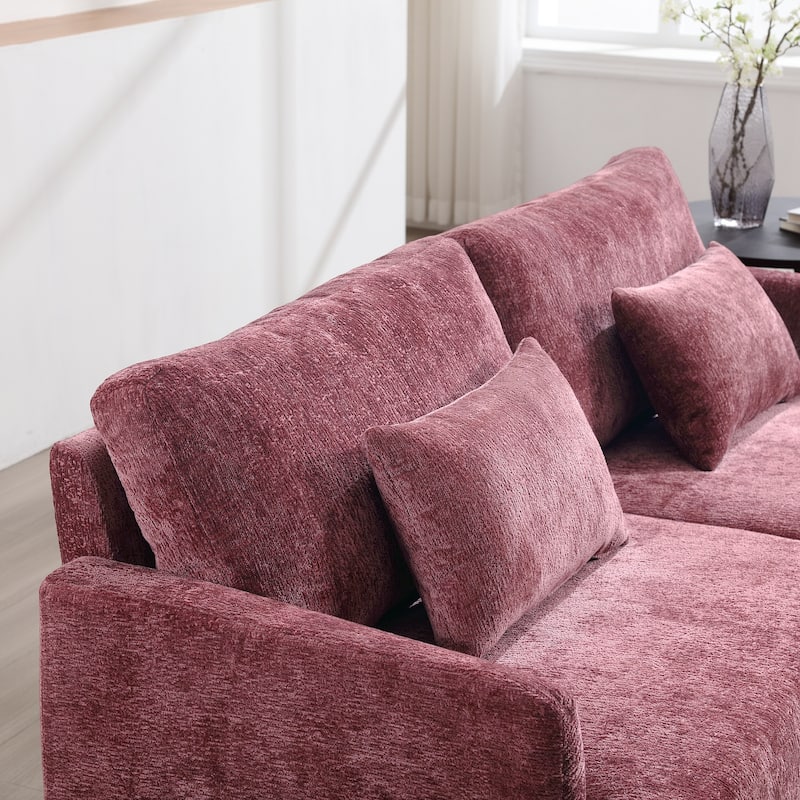 Chenille Fabric Loveseat Sofa, 2-Seater Sofa Couch with Extra Deep Seats, Upholstered Lounge Sofa with Wood Legs
