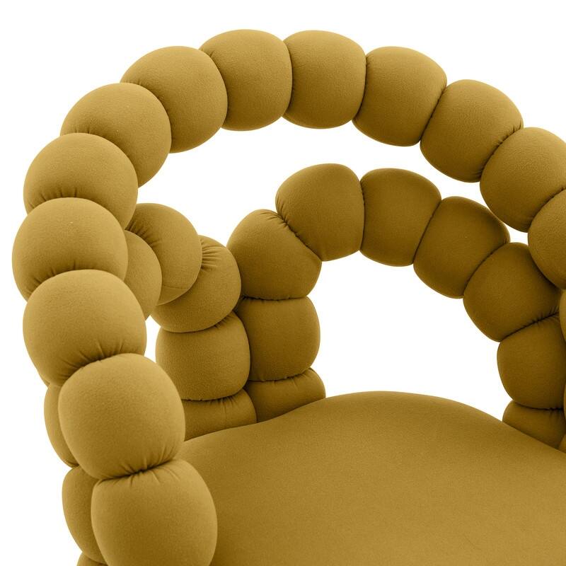 Luxe Gold-Leg Velvet Dining Chair - Modern Bubble Bead Accent Chair for Kitchen & Dining Room