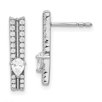 Curata 14k White Gold Diamond Fancy Earrings - 17x3mm Wide
