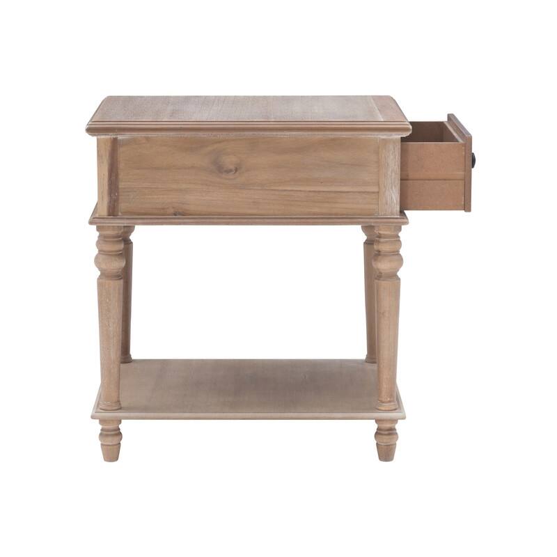 Linon Jowin Classic Wood Side Table with Storage